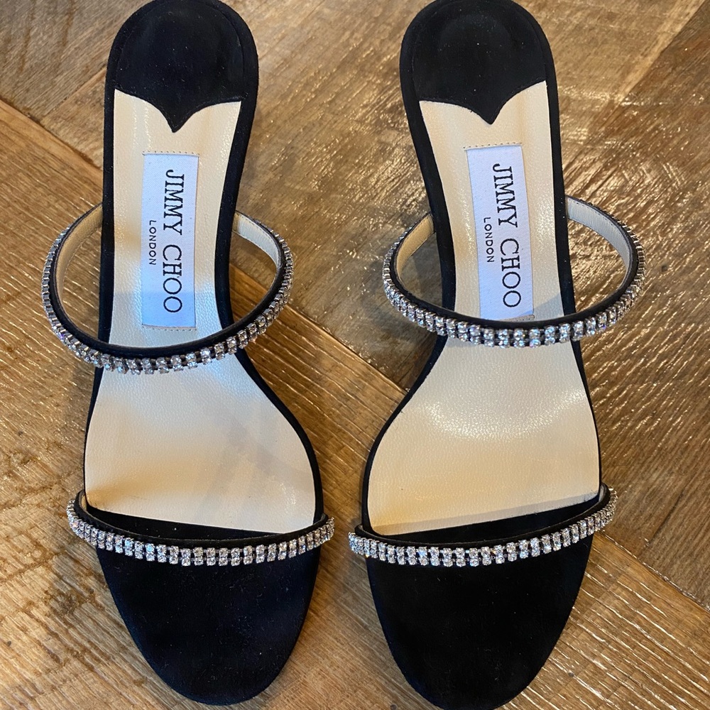 Jimmy Choo Brea 65 size 36 (6) Black suede/Crystals Excellent condition